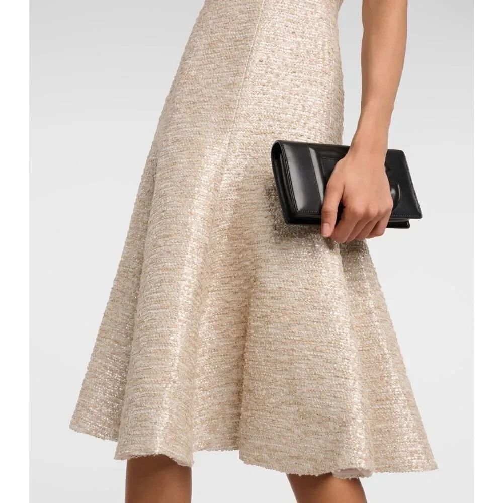 Emilia Wickstead Denver Dress In Beige And Silver Jacquard Tweed Us6 — image 3 of 8